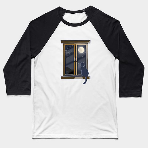 Night Sky Outside The Window Baseball T-Shirt by BATKEI